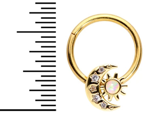 Mũi bằng vàng 18K rắn chắc xuyên qua hình dạng Mặt trời Mặt trăng với 0,06ct viên kim cương tự nhiên SI2 ODM