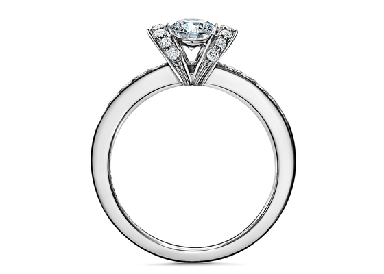Nhẫn cưới đính hôn 0,78ct Bộ nhẫn cưới vàng trắng 14K, cắt tròn 3mm