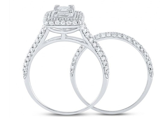 Nhẫn hứa cắt hình vuông bằng vàng 14K vàng 0,8ct Ba viên đá