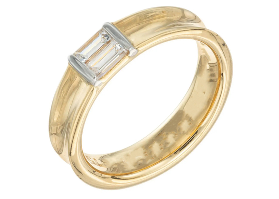0,58ct 6x4MM Solitaire Đá 14K Đồ trang sức bằng vàng rắn Nhẫn cưới kim cương