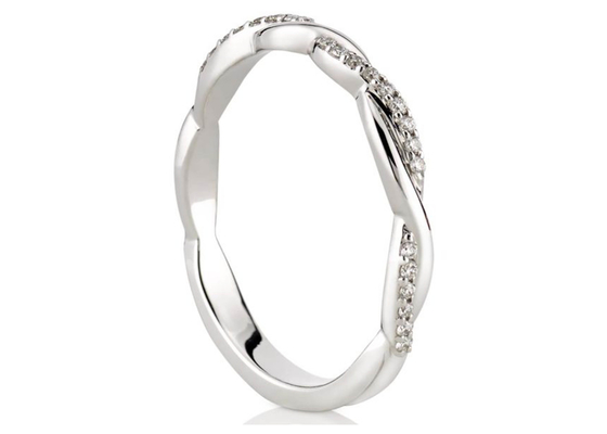 Nhẫn trang sức kim cương thật 14K vàng trắng 0,3ct Cắt tròn ODM cho sự đính hôn