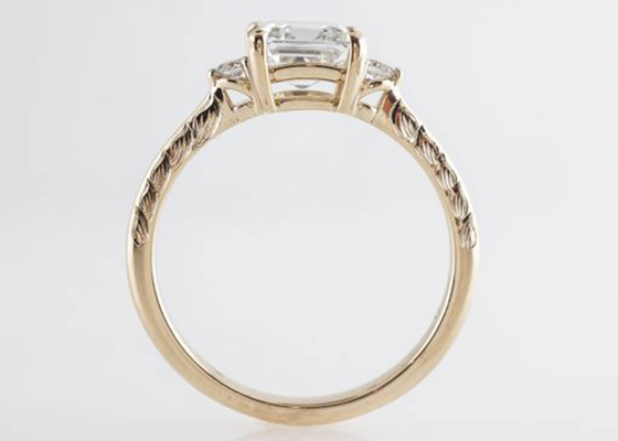 Nhẫn đính hôn bằng vàng hồng 14K Asscher Cut 1.29ct Phong cách cổ điển