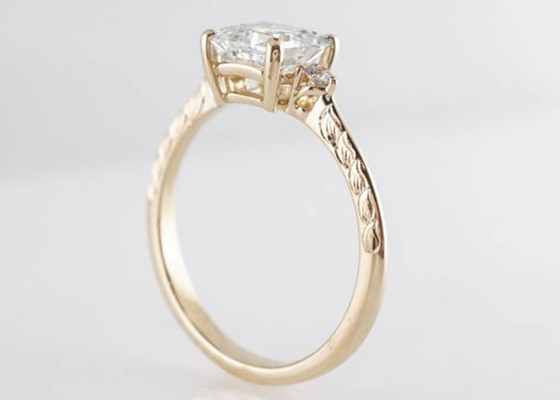 Nhẫn đính hôn bằng vàng hồng 14K Asscher Cut 1.29ct Phong cách cổ điển