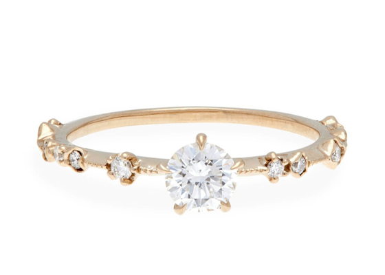 Kích thước 4mm Nhẫn trang sức kim cương thật 14K Chất liệu vàng hồng 18K ODM