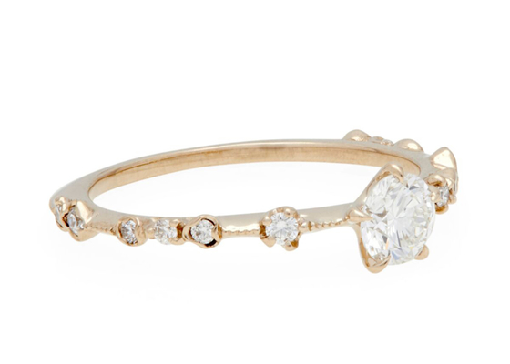 Kích thước 4mm Nhẫn trang sức kim cương thật 14K Chất liệu vàng hồng 18K ODM