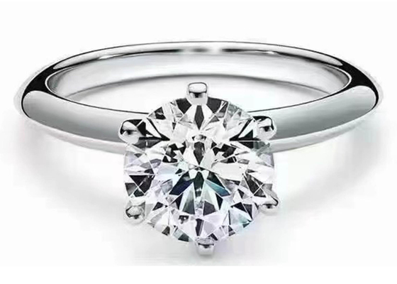 Nhẫn đính hôn vàng trắng 18k cắt tròn 5mm với 8 viên kim cương ODM