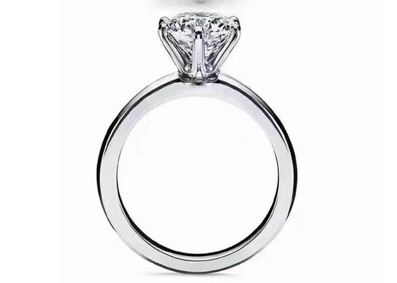 Nhẫn đính hôn vàng trắng 18k cắt tròn 5mm với 8 viên kim cương ODM