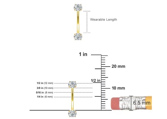 16g Nhẫn trang sức xuyên thấu cơ thể bằng vàng kim cương 10mm Kích thước 8mm cho nút bụng