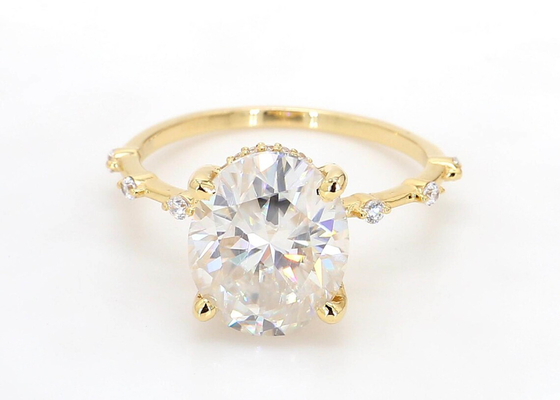 Nhẫn kim cương vàng 3ct Moissanite 14k vàng cắt hình bầu dục để đính hôn