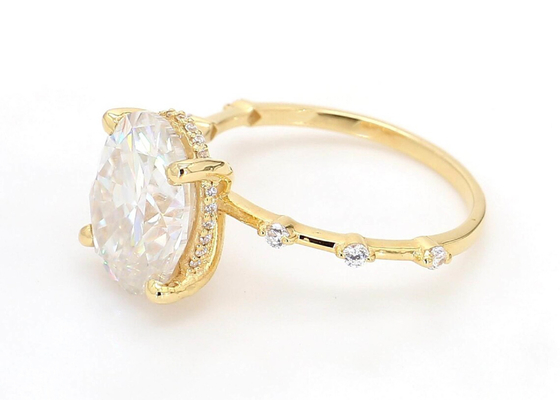 Nhẫn kim cương vàng 3ct Moissanite 14k vàng cắt hình bầu dục để đính hôn