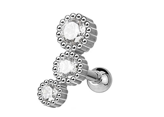 Khuyên tai trang sức bằng vàng vô trùng trên cơ thể cho sụn Tragus Dia 3 × 3mm ODM