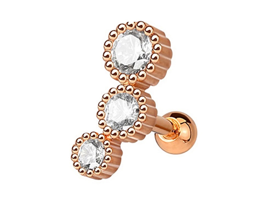 Khuyên tai trang sức bằng vàng vô trùng trên cơ thể cho sụn Tragus Dia 3 × 3mm ODM