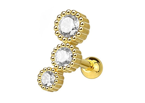 Khuyên tai trang sức bằng vàng vô trùng trên cơ thể cho sụn Tragus Dia 3 × 3mm ODM