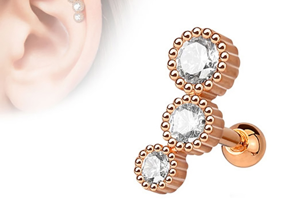 Khuyên tai trang sức bằng vàng vô trùng trên cơ thể cho sụn Tragus Dia 3 × 3mm ODM