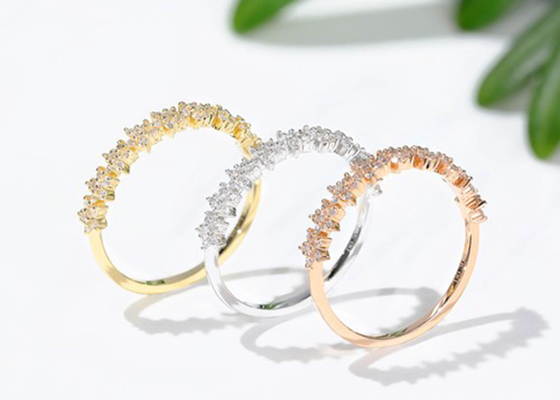 Nhẫn kim cương sao vàng 0,54ct, Nhẫn đính hôn vàng 18k 1,3mm cho nữ cô gái