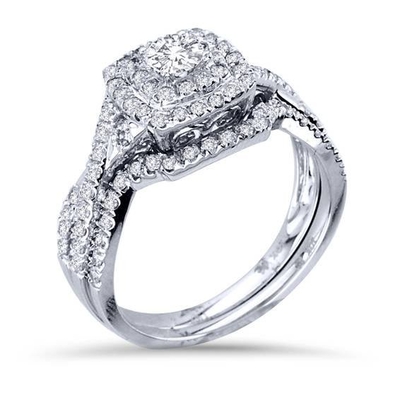 43PCS 0.43ct Nhẫn cưới đính hôn kim cương 18K Màu vàng trắng ODM