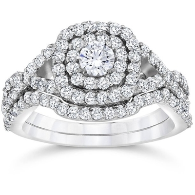 43PCS 0.43ct Nhẫn cưới đính hôn kim cương 18K Màu vàng trắng ODM