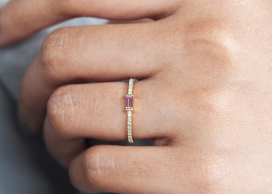 Nhẫn vàng 9K kim cương mỏng Chiều rộng 0,20ct 2,5MM cho loại cài đặt phù hợp