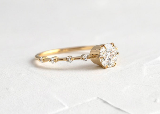 Nhẫn kim cương Moissanite 1.0ct, Nhẫn đính hôn cắt tròn 6.5MM ODM