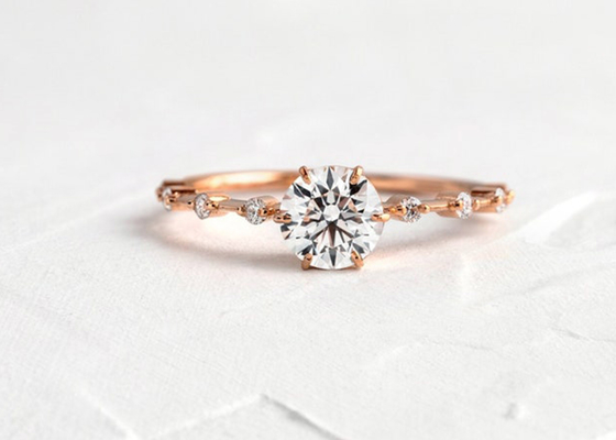 Nhẫn kim cương Moissanite 1.0ct, Nhẫn đính hôn cắt tròn 6.5MM ODM