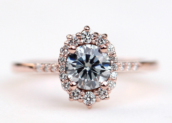1.2ct 1 chiếc Nhẫn Đính Hôn Moissanite Cho Nữ Chất Liệu Vàng Hồng 14K