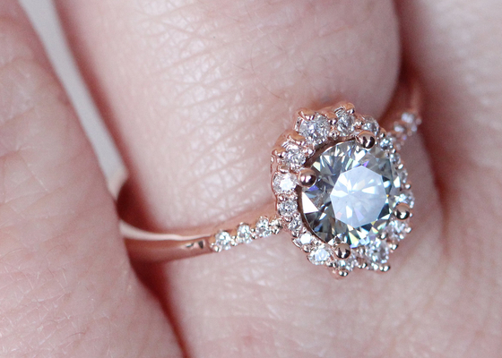 1.2ct 1 chiếc Nhẫn Đính Hôn Moissanite Cho Nữ Chất Liệu Vàng Hồng 14K