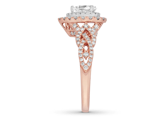 Nhẫn vàng hồng 7ct 8ct 18K, Bộ nhẫn đính hôn và nhẫn cưới 7,0mm Cắt lê