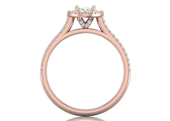 Nhẫn vàng hồng 18K hình bầu dục, Nhẫn đính hôn kim cương 0,50Ct 6,37x4,46x2,79mm