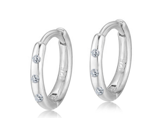0.06ct Kim cương Huggie Hoop Earrings 8mm 7mm 6mm size 1,3-1,5g Trọng lượng