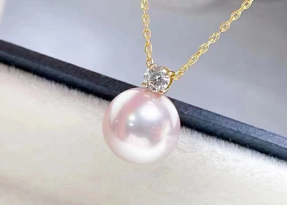 Vòng cổ ngọc trai nước ngọt đơn 2ct, vòng cổ đính kim cương 0,03ct