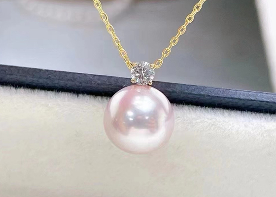 Vòng cổ ngọc trai nước ngọt đơn 2ct, vòng cổ đính kim cương 0,03ct
