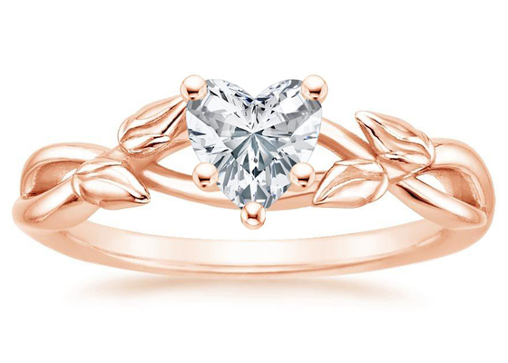 Vòng Moissanite hình trái tim OEM, Vòng vàng hồng 5,5mm 9k 0,6 Carat