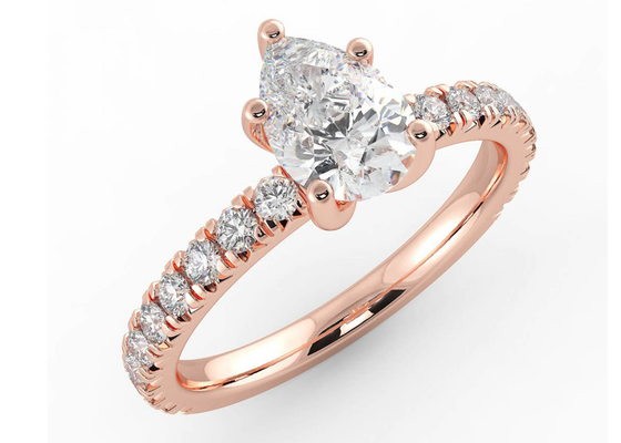 Nhẫn cưới vàng hồng 18K Quả lê Cắt 0,80ct Giấy chứng nhận DGC ODM