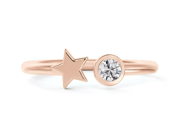 Nhẫn Moissanite tròn 3,5mm, Nhẫn cưới vàng 9k 0,16 Carat ODM