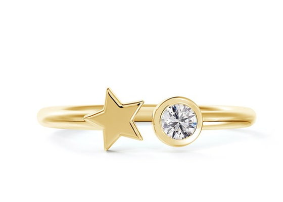 Nhẫn Moissanite tròn 3,5mm, Nhẫn cưới vàng 9k 0,16 Carat ODM