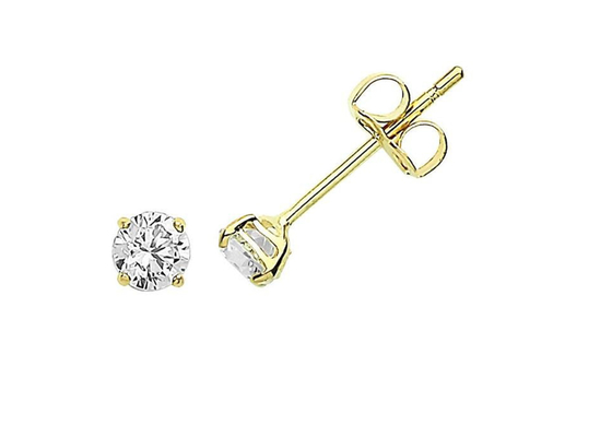 Bông tai Solitaire vàng 9ct 9K, Đinh tán kim cương Solitaire 3mm 4mm 5mm