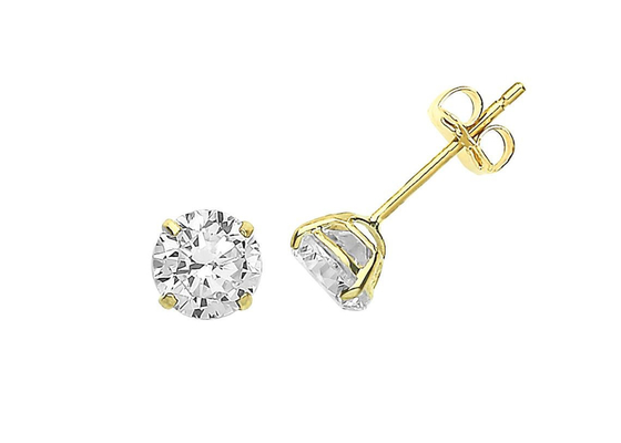 Bông tai Solitaire vàng 9ct 9K, Đinh tán kim cương Solitaire 3mm 4mm 5mm
