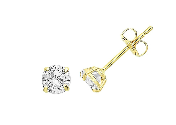 Bông tai Solitaire vàng 9ct 9K, Đinh tán kim cương Solitaire 3mm 4mm 5mm