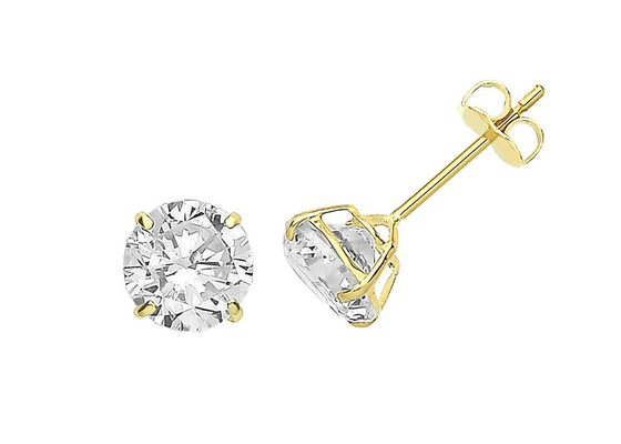 Bông tai Solitaire vàng 9ct 9K, Đinh tán kim cương Solitaire 3mm 4mm 5mm
