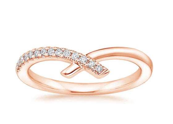 Nhẫn đính hôn Moissanite vàng hồng 9K 1,3mm 0,14Carat Hình tròn