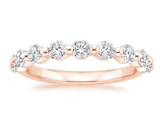 Nhẫn vàng hồng 0,9ct 3MM Moissanite, Nhẫn trang sức vàng hồng OEM