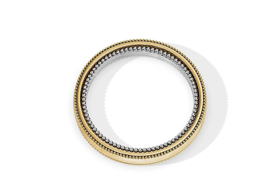 Nhẫn đính hôn 2 tông màu vàng ODM, Nhẫn cưới bằng vàng 4MM 5MM 6MM OEM