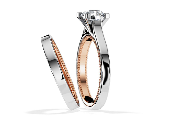 Nhẫn vàng 9K hai tông màu 7,5MM với kim cương Moissanite 1,5ct