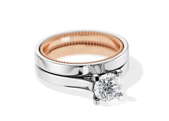 Nhẫn vàng 9K hai tông màu 7,5MM với kim cương Moissanite 1,5ct