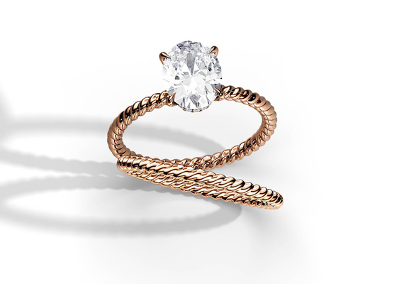 Nhẫn vàng 9K cắt hình bầu dục 1,5ct 6 × 8MM với kiểu cài đặt ngàm Moissanite