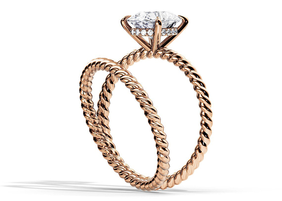 Nhẫn vàng 9K cắt hình bầu dục 1,5ct 6 × 8MM với kiểu cài đặt ngàm Moissanite