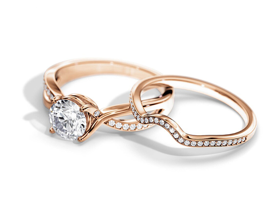 Nhẫn đính hôn Moissanite vàng hồng 1,25ct VS1 SI1 SI2 Màu trung bình