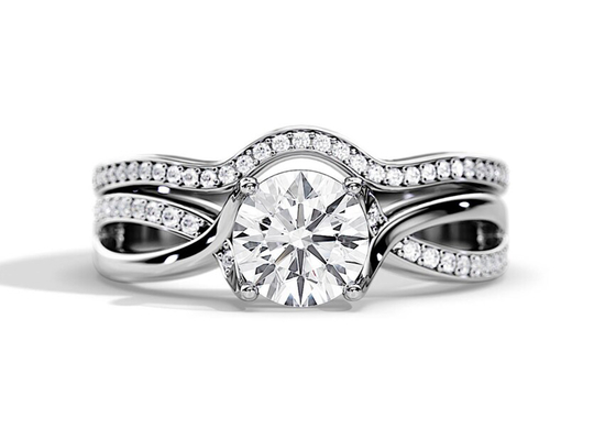Nhẫn đính hôn Moissanite vàng hồng 1,25ct VS1 SI1 SI2 Màu trung bình