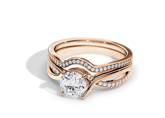 Nhẫn đính hôn Moissanite vàng hồng 1,25ct VS1 SI1 SI2 Màu trung bình