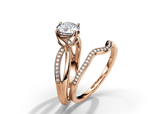 Nhẫn đính hôn Moissanite vàng hồng 1,25ct VS1 SI1 SI2 Màu trung bình
